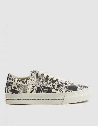 S.w.c. Dellow Magazine Print Canvas Sneaker In Ecru