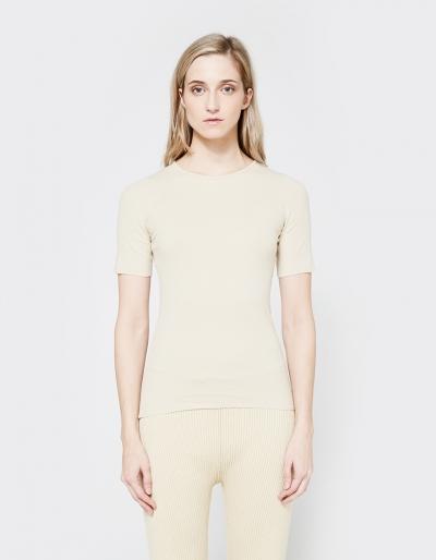 Lauren Manoogian Cashmere Rib Tee In Almond
