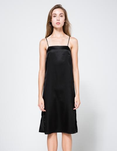 Matin Silk Square Neck Dress Black