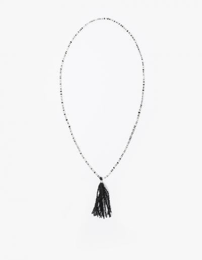 Admasu Silver Beaded Tassle Necklace