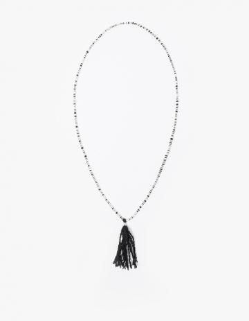 Admasu Silver Beaded Tassle Necklace