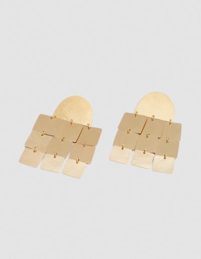 Annie Costello Brown Cubes Chandelier Earrings