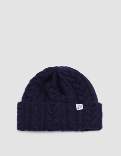 Norse Projects Norse Cable Beanie In Navy
