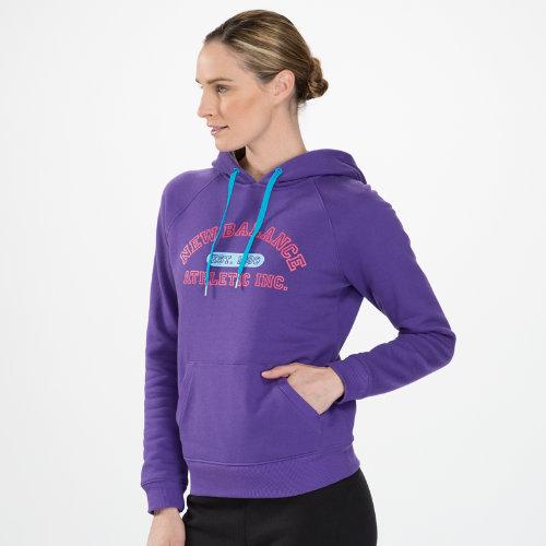 New Balance 3391 Women's Essentials Pullover Hoodie - Amethyst, Heather Grey (wet3391amt)