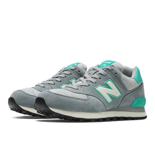 New Balance Pennant Pack 574 Women's 574 Shoes - Light Grey, Teal, Off White (wl574pgr)