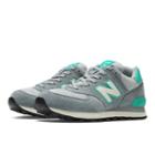 New Balance Pennant Pack 574 Women's 574 Shoes - Light Grey, Teal, Off White (wl574pgr)