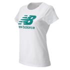 New Balance 4374 Women's Large Logo Tee - Wintergreen, White (wet4374wgn)