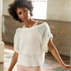 New Balance 93453 Women's Balance Open Stitch Sweater Tee - Off White (wt93453sst)