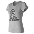 New Balance 53184 Women's Heathered Ss Tee Graphic - Grey/black (wt53184gbk)