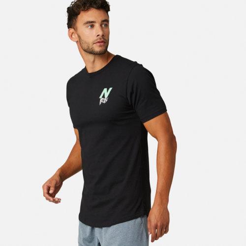 New Balance 93781 Men's Nb Finisher Graphic Tee - Black/green (mt93781nem)
