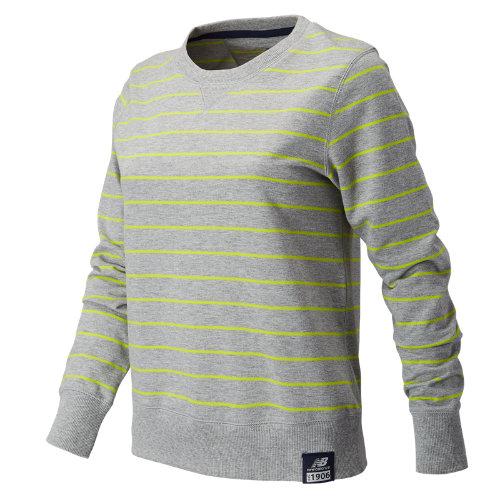 New Balance 61513 Women's Essentials Plus Stripe Crewneck - Heather Grey (wt61513hgr)
