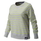 New Balance 61513 Women's Essentials Plus Stripe Crewneck - Heather Grey (wt61513hgr)