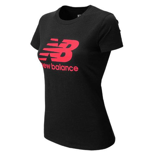 New Balance 4374 Women's Large Logo Tee - Black, Watermelon (wet4374bk)