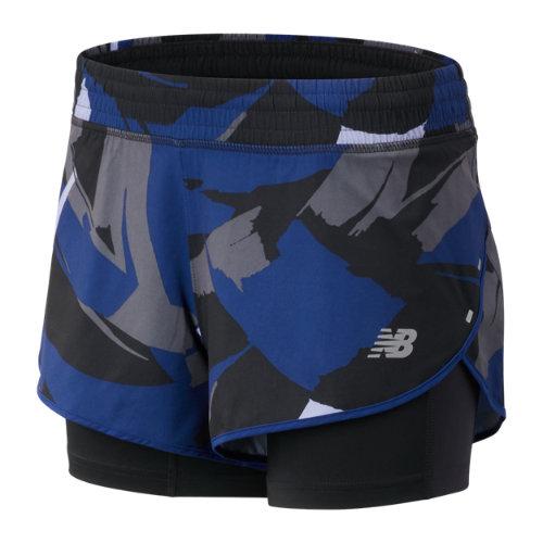 New Balance 81265 Women's 4 Inch Printed Impact Short - Blue/black/grey (ws81265blp)