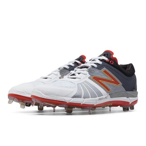 New Balance Playoff Pack Low-cut 3000v2 Metal Cleat Men's Low-cut Cleats Shoes - White, Metallic Silver, Team Red (l3000xr2)