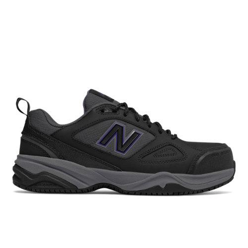 New Balance Steel Toe 627v2 Leather Women's Work Shoes - Black/purple (wid627r2)