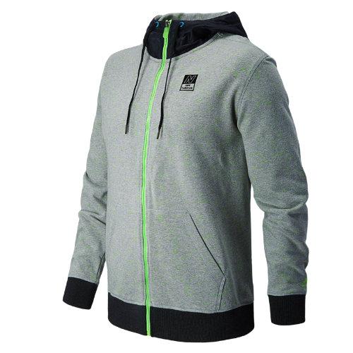 New Balance 5100 Men's Nb Hooded Jacket - Heather Grey, Acidic Green, Black (amlj5100hgc)