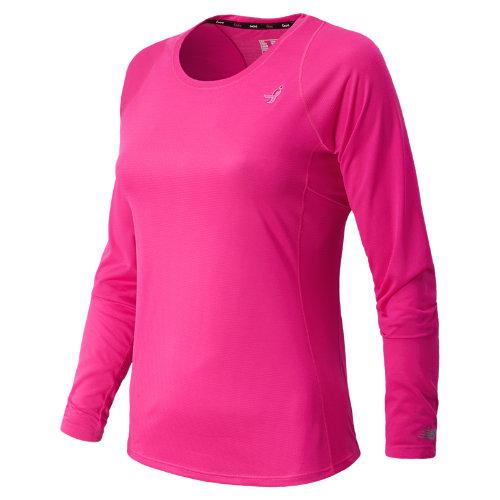 New Balance 4327 Women's Pink Ribbon Accelerate Long Sleeve Tee - Pink Glo (rwrt4327pgl)