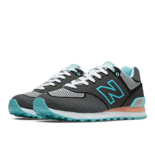 New Balance 574 Woven Women's 574 Shoes - Black, Atlantic Blue, Peach (wl574alb)