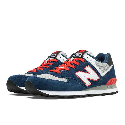 574 New Balance Men's 574 Shoes - Dark Blue, Race Red, Light Grey (ml574cpm)
