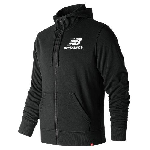 New Balance 91549 Men's Essentials Stacked Logo Full Zip Hoodie - Black (mj91549bk)