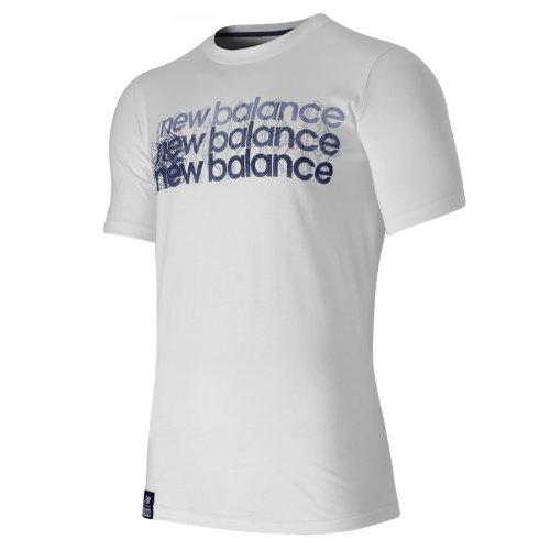 New Balance 53512 Men's Short Sleeve Graphic Tee - White, Navy (mt53512wn)