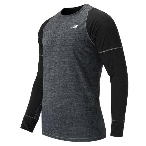 New Balance 53210 Men's Performance Merino Long Sleeve - Heather Charcoal, Black (mt53210hcb)