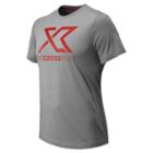 New Balance 4172 Men's Nb Cross Run Short Sleeve Logo Tee - Silver Filigree, Chinese Red (mft4172svr)