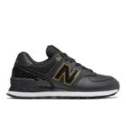 New Balance 574 Women's 574 Shoes - Black/gold (wl574ldf)