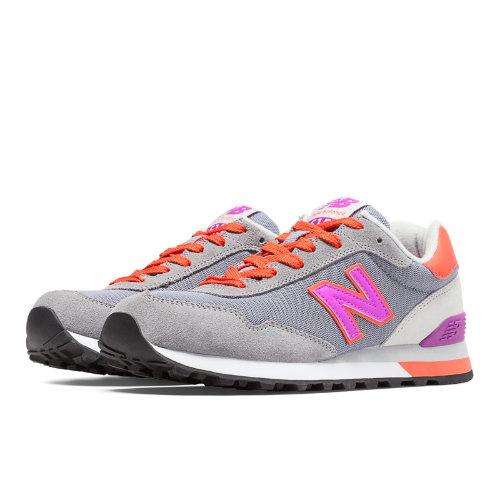 515 New Balance Women's Running Classics Shoes - Grey, Voltage Violet, Orange (wl515blv)