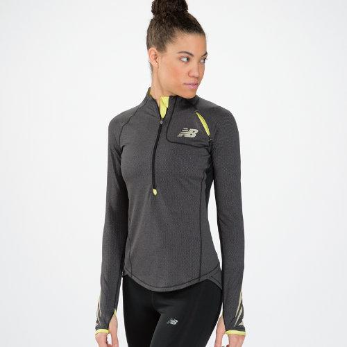 New Balance 4103 Women's Boylston Half Zip - Magnet, Sunny Lime (wrt4103bk)