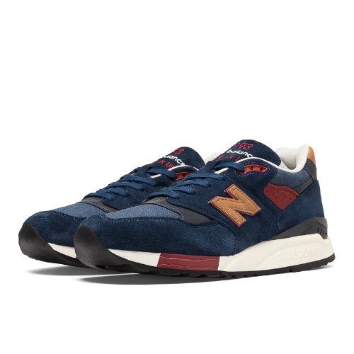 New Balance 998 Distinct Weekender Bag Men's Made In Usa Shoes - Navy, Tan, Red Heather (m998dsa)