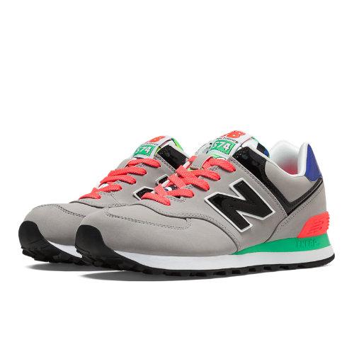 New Balance Pop Tropical 574 Women's 574 Shoes - Alloy, Black, Coral Pink (wl574hrg)
