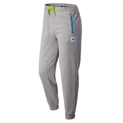 New Balance 4373 Men's Boylston Fleece Pant - Heather Grey, Blue, Hi-lite (emep4373hgr)