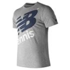 New Balance 73082 Men's Heather Tech Nb Graphic Ss - Grey/white (mt73082agw)