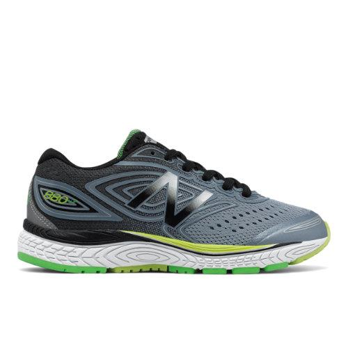 New Balance 880v7 Kids Grade School Running Shoes - Grey/black/green (kj880bsy)