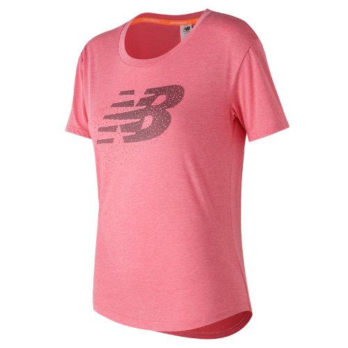 New Balance 73124 Women's Graphic Heather Tech Tee - Pink (wt73124akh)