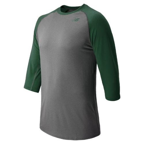 New Balance 2102 Men's 3/4 Raglan Baseball Top - Team Dark Green, Grey (tmmt2102tdg)