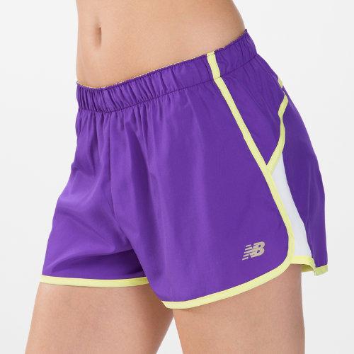 New Balance 2338 Women's Momentum 3 Inch Short - Amethyst, White, Sunny Lime (wrs2338amt)