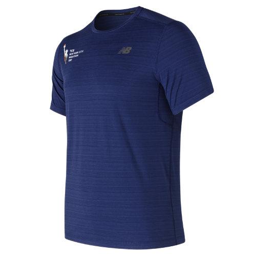 New Balance 73054 Men's Nyc Marathon Fantom Force Short Sleeve Top - Navy (mt73054vpgm)