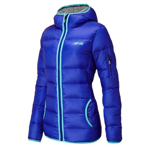 New Balance 4305 Women's Women's Peak Hooded Down Jacket - Uv Blue, Blue Atoll (nwoj4305uvb)