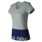 New Balance 71551 Women's Classic V Neck Tee - Grey (wt71551ag)