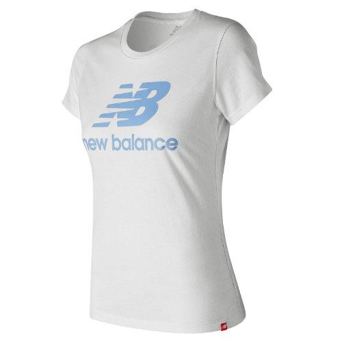 New Balance 91546 Women's Essentials Stacked Logo Tee - White (wt91546wm)