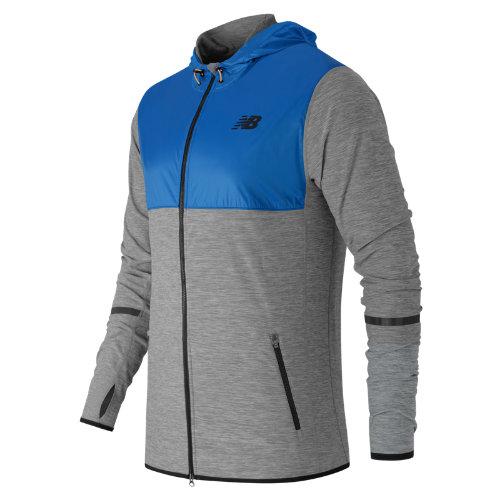 New Balance 61030 Men's N Transit Hoodie - Heather Grey, Sonar (mj61030hgm)