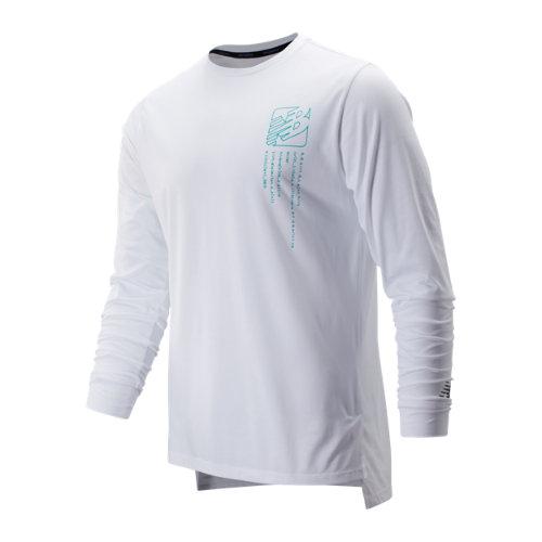 New Balance 91049 Men's Printed R.w.t. Long Sleeve Heathertech Tee - White (mt91049wt)