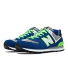 574 New Balance Men's 574 Shoes - Blue, Lime (ml574cbg)