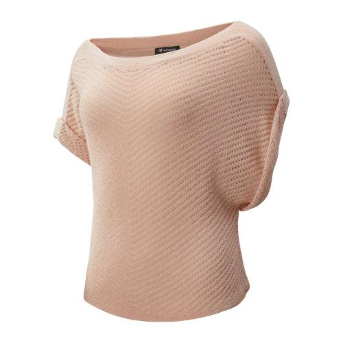 New Balance 93453 Women's Balance Open Stitch Sweater Tee - Pink (wt93453wok)