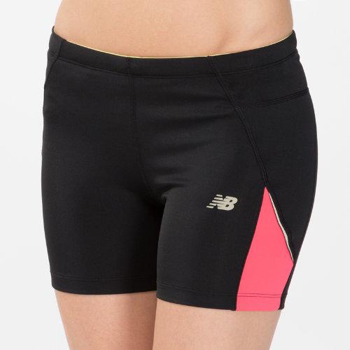 New Balance 3139 Women's 4 Inch Fitted Go 2 Short - Black, Watermelon (wrs3139wtm)