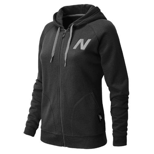 New Balance 4365 Women's Essentials Full Zip Hoodie - Black, Heather Grey (wej4365bk)