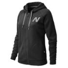 New Balance 4365 Women's Essentials Full Zip Hoodie - Black, Heather Grey (wej4365bk)